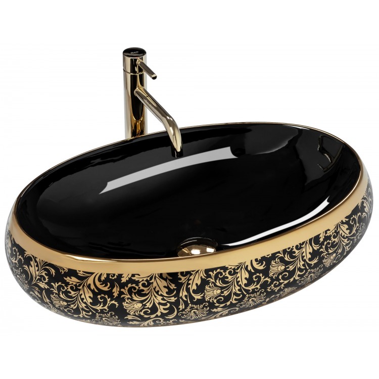 Накладной умывальник Rea Meryl Black/Gold